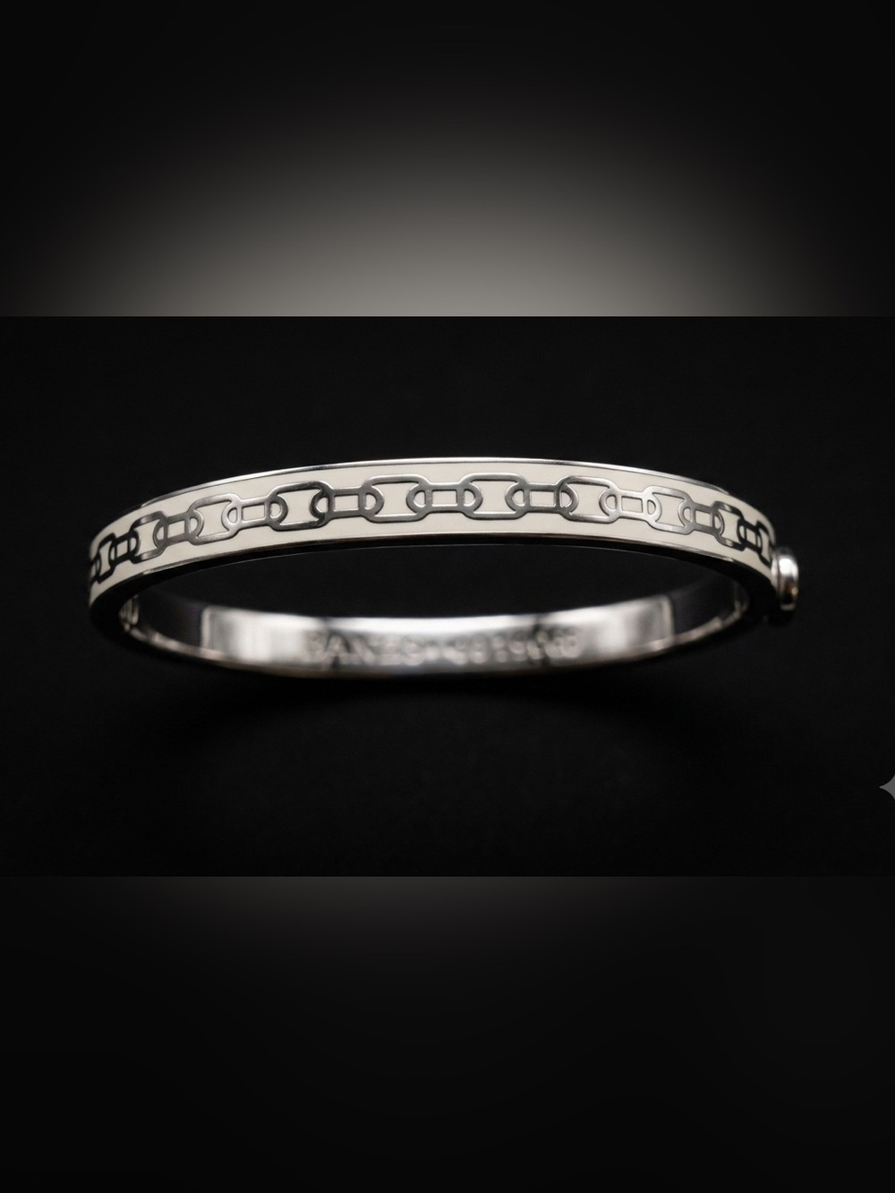 Halcyon Days Palladium Plated Chain Link Design Over Cream Enamel